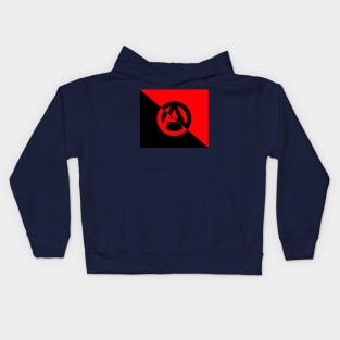 Anarchy Circle-A on Anarcho-Syndicalism Color Inverted Kids Hoodie